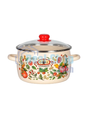 Кастрюля Appetite 1RC161S Болоньезе стеклянная крышка, эмалированная сталь, сфер. 2 л