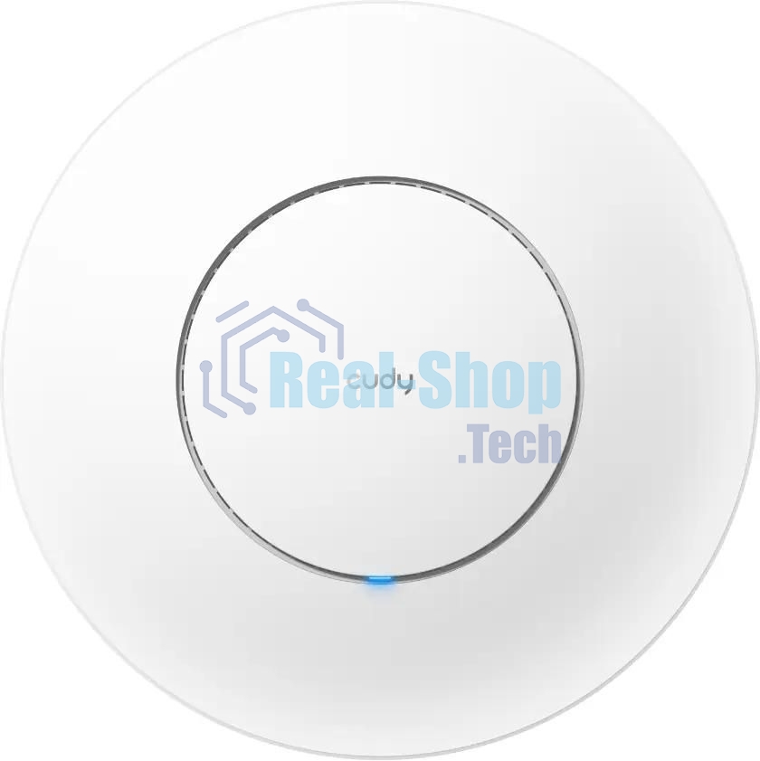Точка доступа AX3000 Dual Band Ceiling Mount Wi-Fi 6 Access Point, Chipset MT7981, 802.11ax/ac/a/b/g/n, 2402Mbps at 5GHz + 574Mbps at 2.4GHz, 1 x 2.5G RJ45 Port, MU-MIMO, Support 12V DC or 802.3at PoE or Passive PoE, Internal Antennas, 48V passive PoE adapter included, Cudy Mesh Support