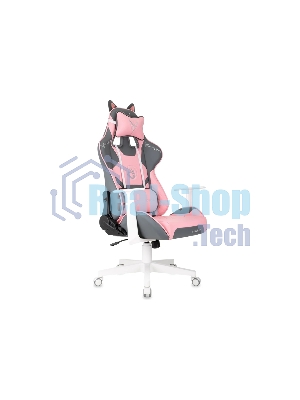 Кресло игровое Knight Catzy серый/розовый эко.кожа крестов. пластик пластик белый