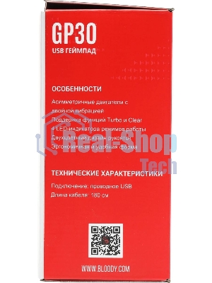 Геймпад A4Tech Bloody GP30 Sports черный/красный USB виброотдача обратная связь