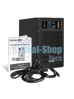 Источник бесперебойного питания On-line ExeGate PowerExpert TL-3000.72V.LCD.AVR.3SH.USB.RS232.SNMP 3000VA/3000W, On-Line, PF=1, LCD, 3*Schuko, RS232, USB, SNMP-slot, встроенные батареи 12V 7.2Ah - 6шт, возможность подключения до 4 внешних батарейных блоков 72В, Tower, металлический корпус, черный