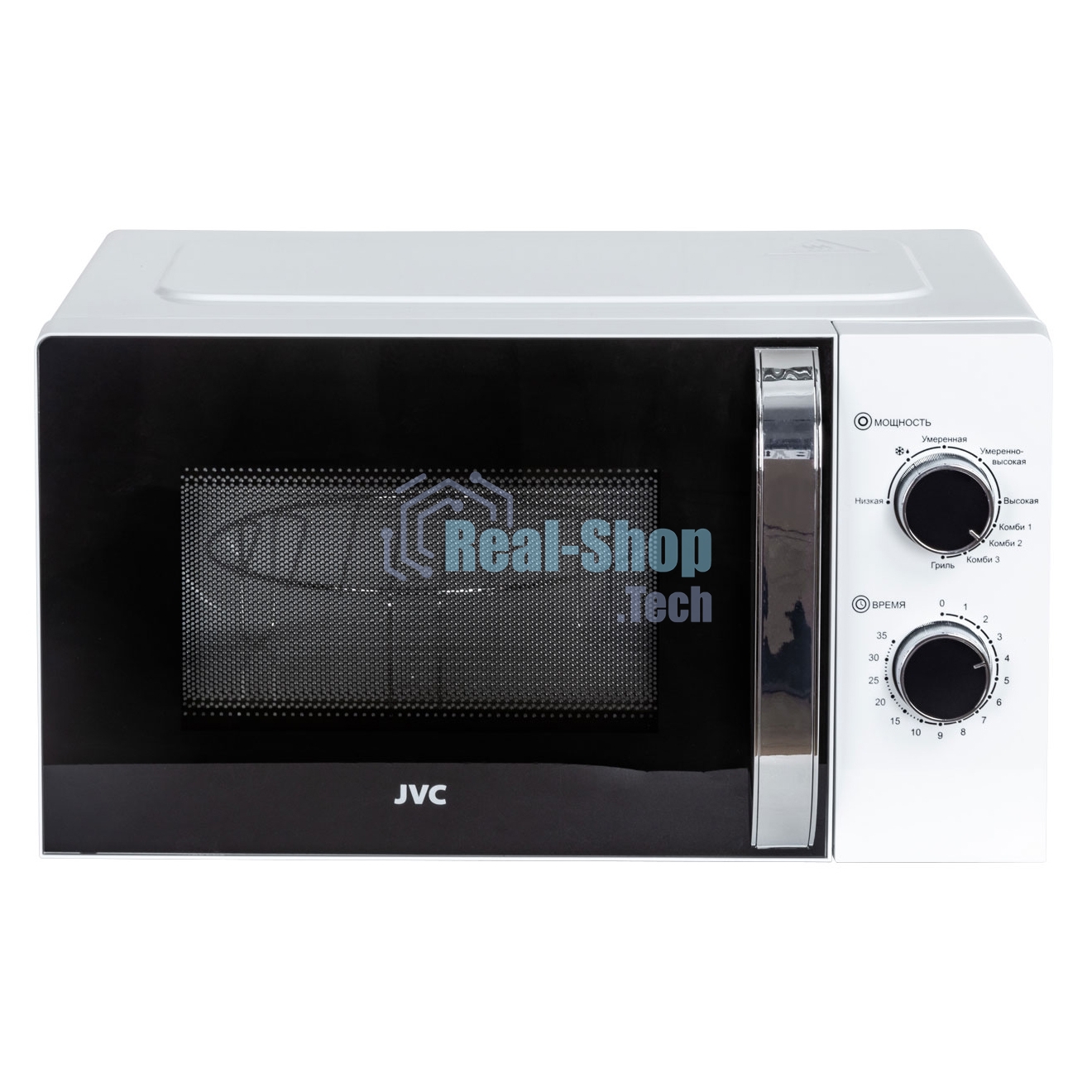 Микроволновая печь JVC JK-MW210MG белый, 20 л, 700 Вт, переключатели - поворотный механизм