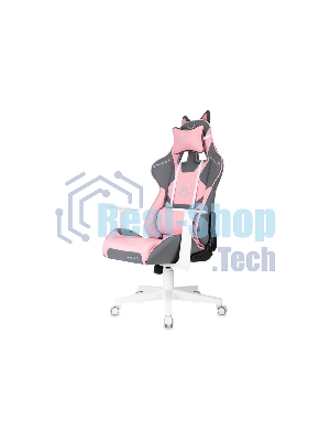 Кресло игровое Knight Catzy серый/розовый эко.кожа крестов. пластик пластик белый