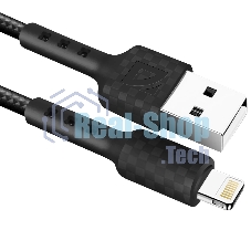 Кабель Defender F181, USB 2.0 (AM) - Apple Lightning (M), 1 м, 2.4А, нейлоновая оплетка, черный.