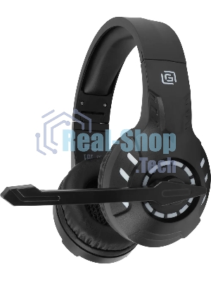 Гарнитура Oklick HS-L420G чёрный, беспроводная + проводная, Bluetooth, до 30 ч, подсветка
