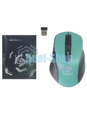 Мышь беспроводная Raskat M020W зеленый/черный, 2400 dpi, радиоканал, Bluetooth, USB, кнопки - 7