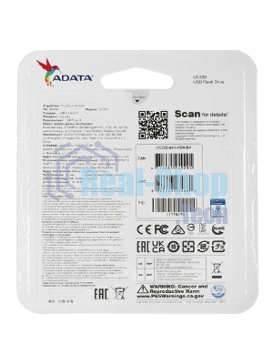 Флешка USB ADATA UC320 (UC320-64G-RBK/BK), 64Gb, USB 3.2, R/W 100/30, черный