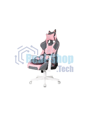 Кресло игровое Knight Catzy серый/розовый эко.кожа крестов. пластик пластик белый