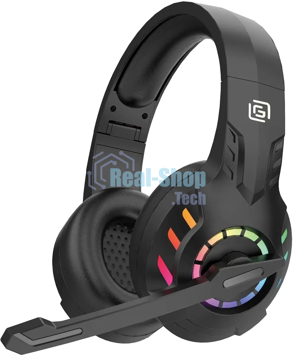 Гарнитура Oklick HS-L420G чёрный, беспроводная + проводная, Bluetooth, до 30 ч, подсветка