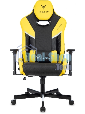 Кресло игровое Knight Thunder 5X черный/желтый эко.кожа крестов. металл