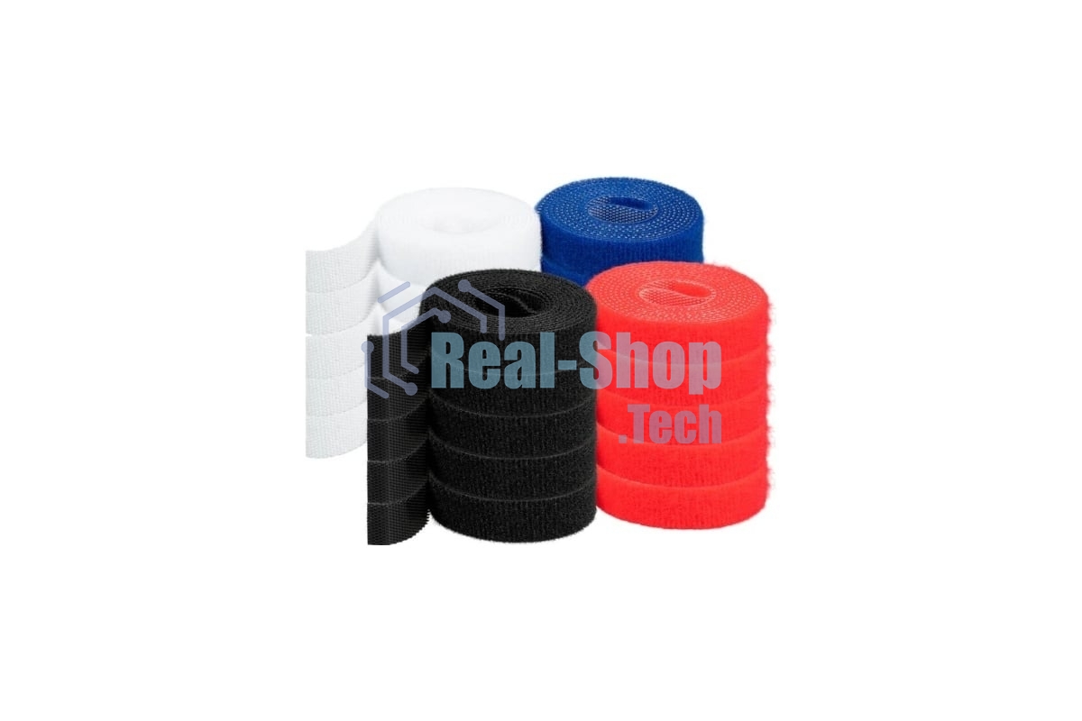 Рулон липучки Filum FL-CTR-15-1-RGB-20 ширина 15 мм, длина 1 м (комплект: 20 рул., по 5 рул. каждого цвета: синий, белый, красный, черный)