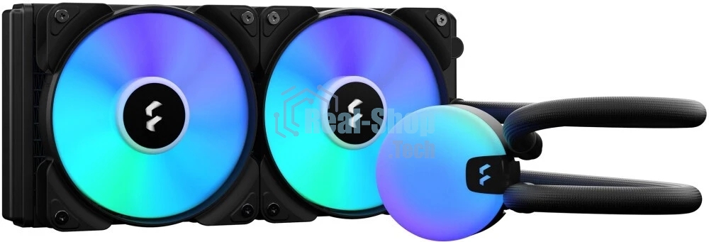 Система жидкостного охлаждения для ПК/Water Cooling System Fractal Design Lumen S24 V2 RGB (180W, 240mm, Black, ARGB/Fans: 2x120mm, 56CFM, 33.2dBA, 2000RPM/Pump height 67mm, 22dBA, 4000RPM, Rad thickness 27mm/S: 1851, 1700, 1200, 115X, 2011, 2066, AM5, AM4)