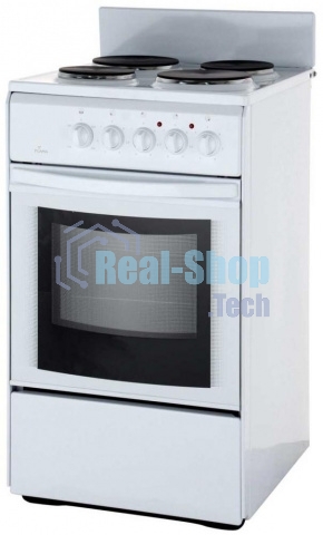 Плита электрическая Flama AE 1402 W белый, конфорок 4 шт, духовка 50 л, 50 см x 85 см x 60 см