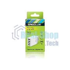 Сетевое зарядное устройство ELX-РA02QC-C01 36Вт 4USB 100-220В 5-9В/3А 1QC+3/3А коробка бел. Ergolux 15292