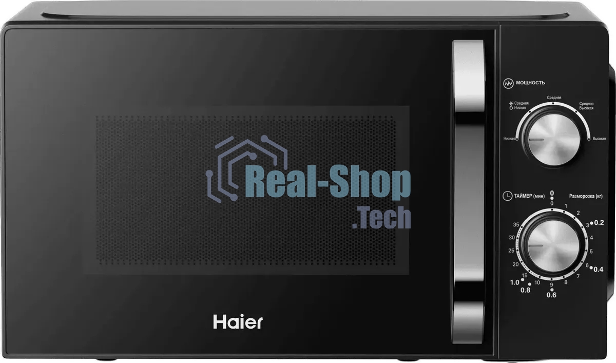 Микроволновая печь Haier HMB-MM208BA черный/серебристый, 20 л, 800 Вт, переключатели - поворотный механизм