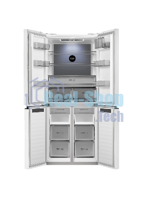 Холодильник Maunfeld MFF192NFPW01 Inverter белый трехкамерный 334/184л морозилка снизу, No Frost, Side by Side