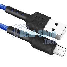 Кабель Defender F181, USB 2.0 (AM) - microUSB 2.0 (BM), 1 м, 2.4А, нейлоновая оплетка, синий.
