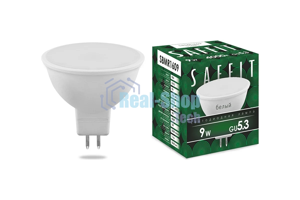 Лампа светодиодная SAFFIT SBMR1609 (55085) 9Вт 230В GU5.3 белый