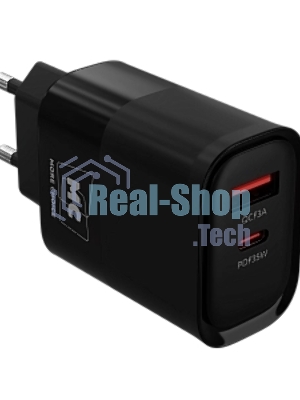 Сетевое зарядное устройство MORE CHOICE NC82 1USB+1Type-C 3.0A PD 35W+QC3.0 для Type-C Type-C черный