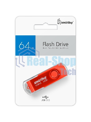 Флешка USB Smartbuy Twist Red (SB064Gb3TWR), 64Gb, USB 3.0/3.1, R/W 70/40, красный
