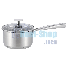 Ковш MAUNFELD FLORENCE MF18FR01SP из нержавеющей стали со стеклянной крышкой, 16 см, 1,8 л