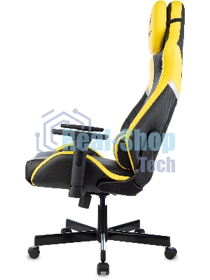 Кресло игровое Knight Thunder 5X черный/желтый эко.кожа крестов. металл