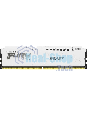 Оперативная память Kingston Fury Beast, DDR5, 32Gb (2x16GB), 6000MHz, CL36, DIMM, с радиаторами, белый