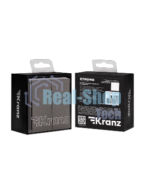 Выключатель Kranz STRONG 2 кл с подсветкой 10А с/у графит