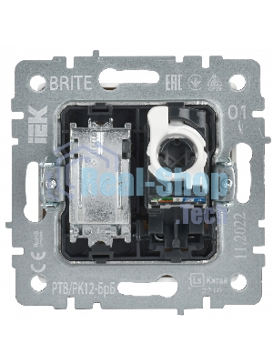 Розетка телевизионная двойная IEK BRITE BR-AK20-1-K01 TV+RJ45 кат.5E РТВ/РК12-БрБ белый