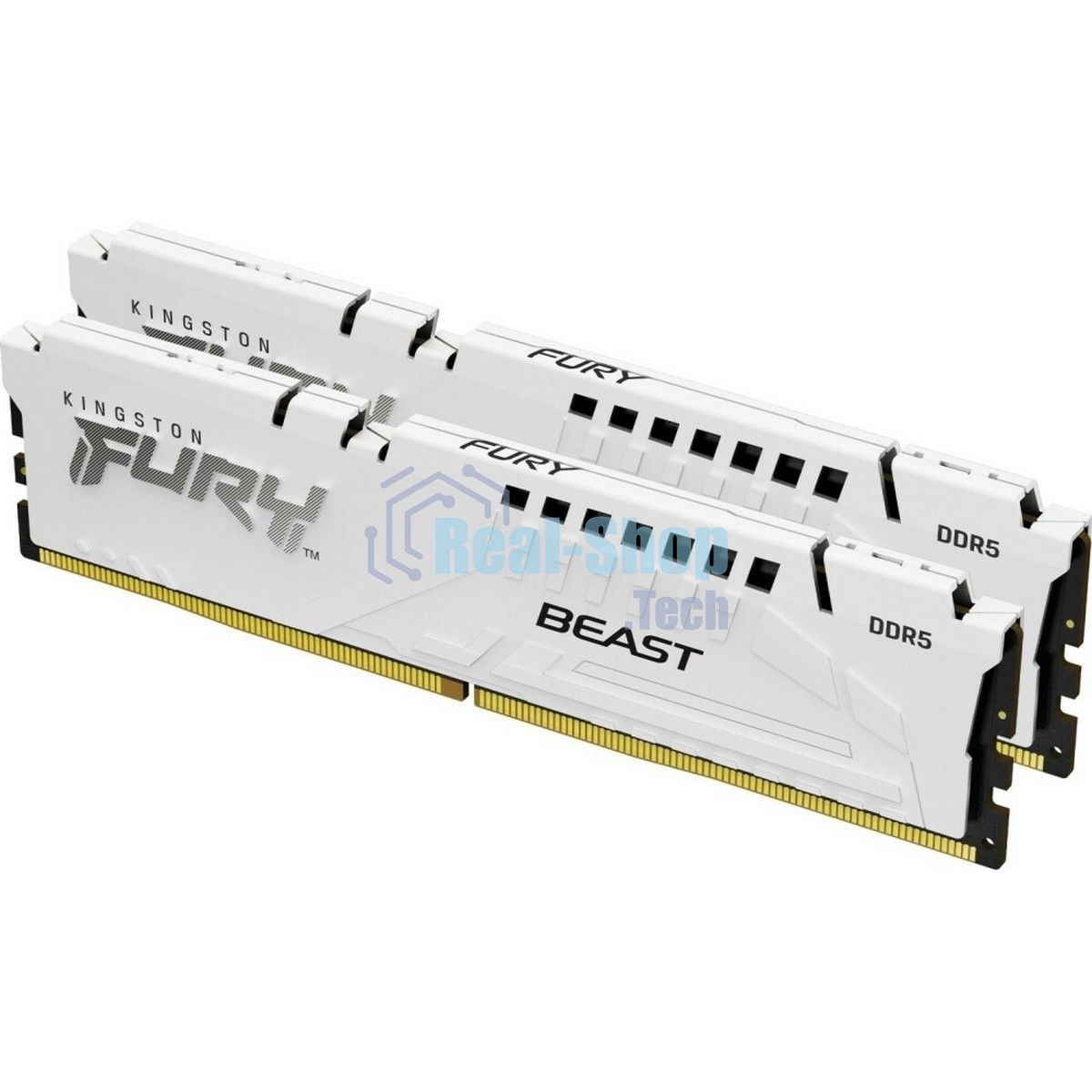 Оперативная память Kingston Fury Beast, DDR5, 32Gb (2x16GB), 6000MHz, CL36, DIMM, с радиаторами, белый
