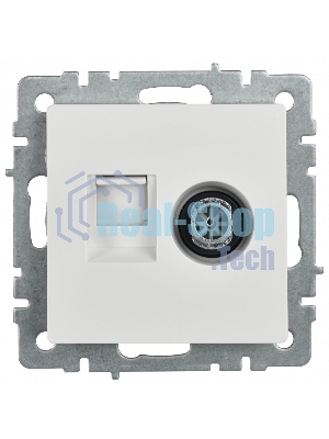 Розетка телевизионная двойная IEK BRITE BR-AK20-1-K01 TV+RJ45 кат.5E РТВ/РК12-БрБ белый