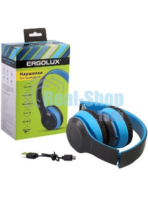Беспроводные/проводные наушники Ergolux ELX-BTHP01-C06 синий, накладные, Bluetooth + проводной, до 8 ч