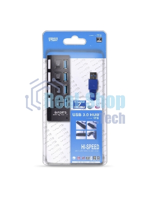 USB-концентратор Smartbuy SBHA-7304-B, USB Type-C, USB 3.0, USB
