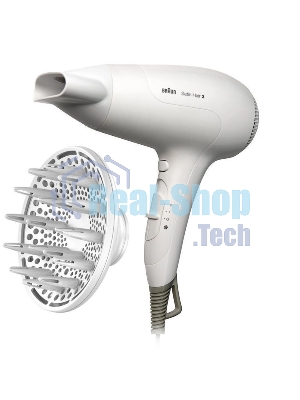 Фен Braun HD385 Satin Hair 3 белый, 2000 Вт, ионизация