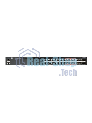Коммутатор 4610-30P-O-AC-F Edge-corE AS4610-30P, 24-Port GE RJ45 port PoE+, last 8 ports Ultra-PoE, 960W PoE Bugdet, 4x10G SFP+, 2 port 20G QSFP+ for stacking, Broadcom Helix 4, Dual-core ARM Cortex A9 1GHz, dual 110-230VAC 600W hot-swappable PSUs, one fixed syste