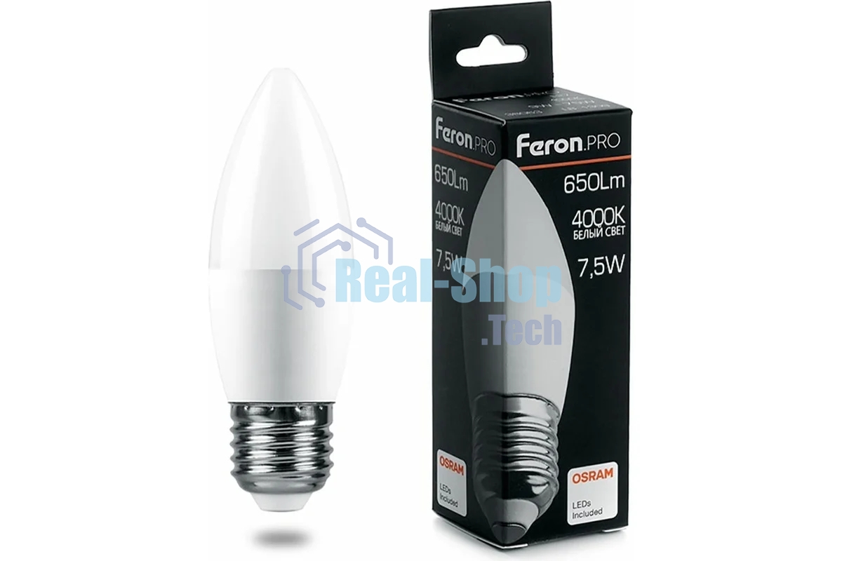 Лампа светодиодная Feron PRO LB-1307 7.5Вт Е27 белый матовая свеча