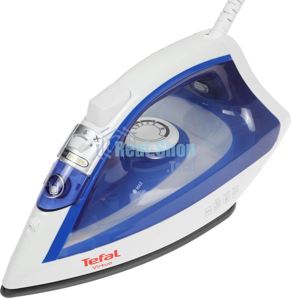 Утюг Tefal FV1711E0 синий/белый, 1800 Вт, 20 г/мин, 80 г/мин, 200 мл