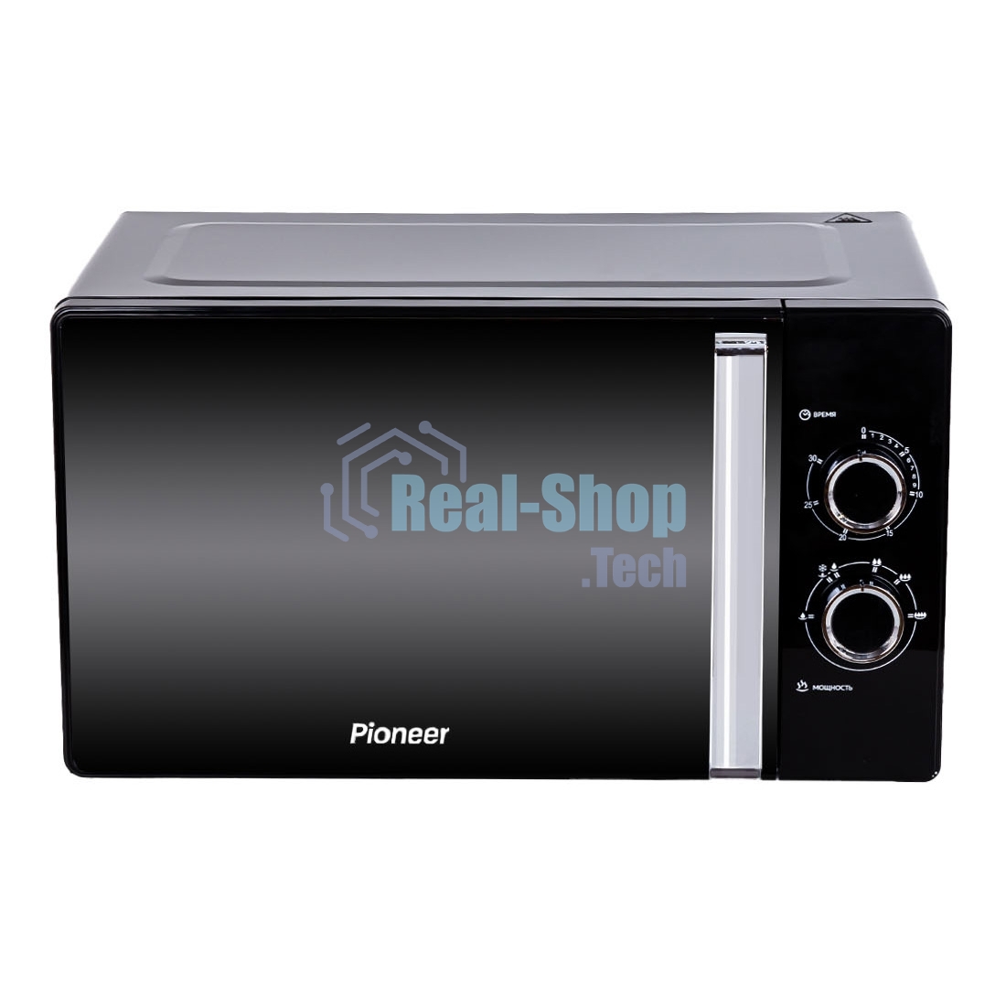 Микроволновая печь Pioneer MW361S черный, 23 л, 800 Вт, переключатели - поворотный механизм