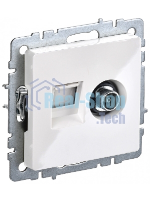 Розетка телевизионная двойная IEK BRITE BR-AK20-1-K01 TV+RJ45 кат.5E РТВ/РК12-БрБ белый