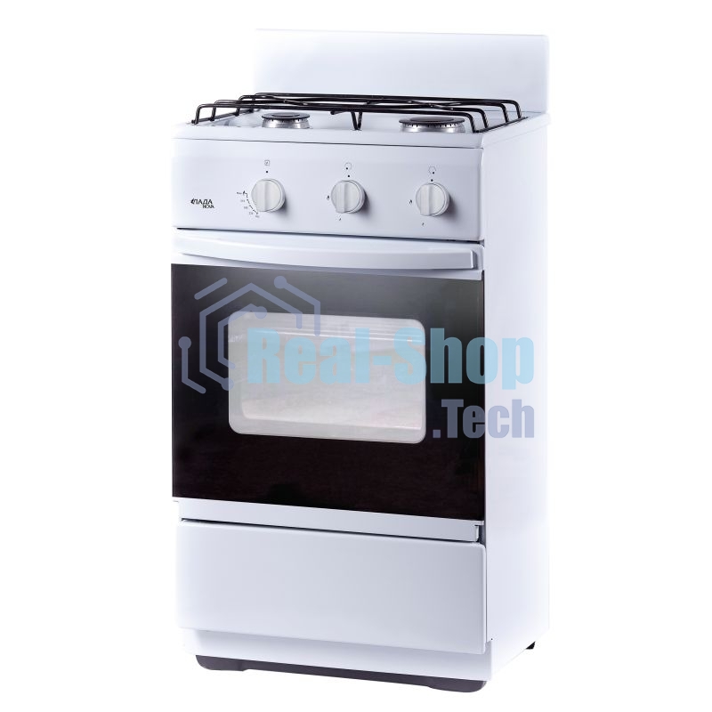 Плита газовая Лада Nova CG 32013 W белый, конфорок 2 газовых, духовка 30 л, 50 см x 85 см x 40 см