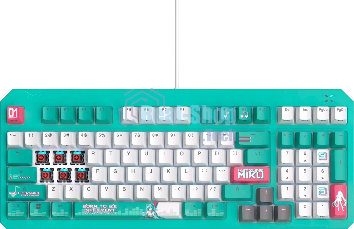 Клавиатура ASUS TUF Gaming K3 Gen II MIKU Edition проводная, USB Type-A, голубой
