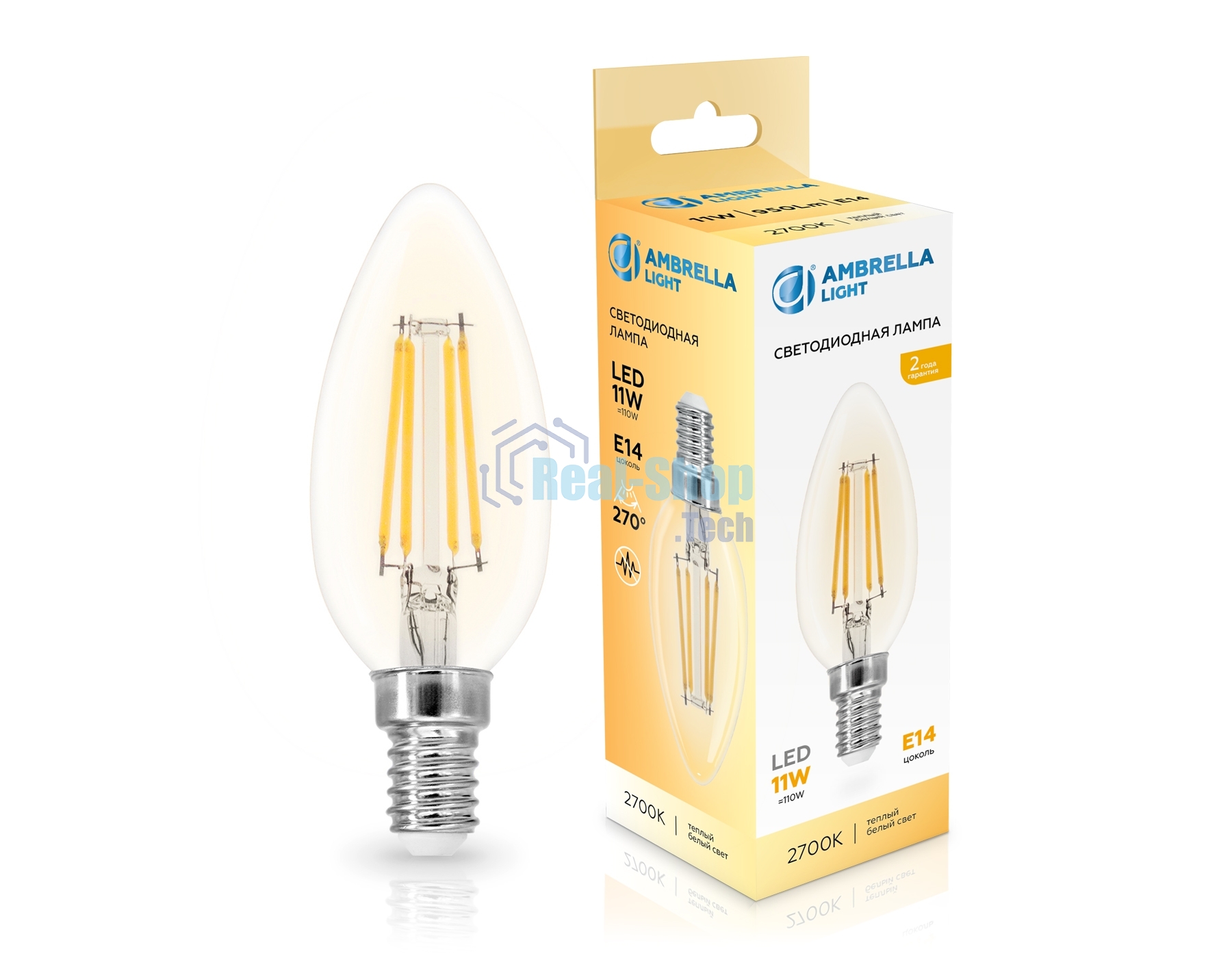 Лампа светодиодная Ambrella light 351113 Filament LED C35 11W E14 2700K 220-240V