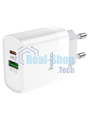 Сетевое зарядное устройство HOCO C80A Rapido 1xUSB + 1xUSB-C, 3.1A, 20W, белый