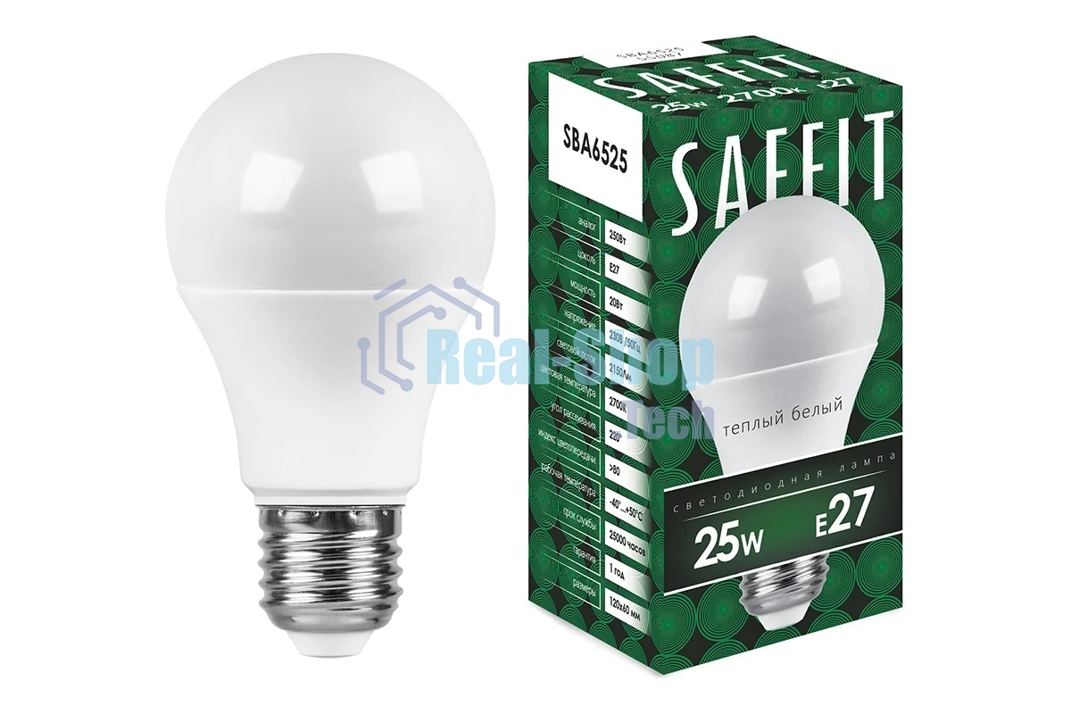 Лампа светодиодная SAFFIT SBA6525 (55087) 25Вт Е27 теплый