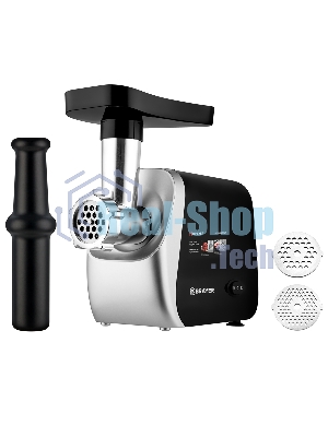 Мясорубка электрическая BRAYER BR1609 черный, 2000 Вт, 2.0 кг/мин, реверс, защита от перегрузки, насадки - 5