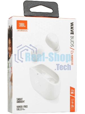 Наушники TWS JBL Wave Buds белый, внутриканальные, Bluetooth, быстрая зарядка, до 8 ч