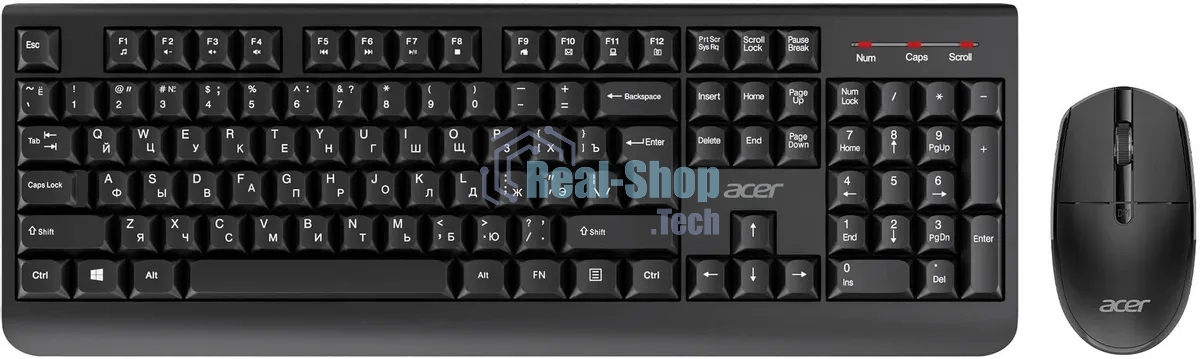 Комплект клавиатура+мышь Acer OCC401 беспроводной, USB, 1600 DPI, чёрный