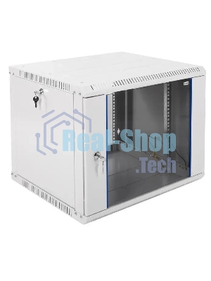 Шкаф настенный ЦМО ШРН-Э-9.500 9U 600x520 мм пер. дв. стекл несъемные бок. пан. серый