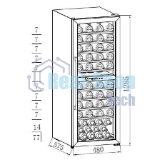 Винный холодильник Weissgauff WWC-77 DB DualZone черный, 2 отсека, 77 бут., класс G