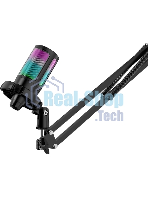 Игровой стрим микрофон Defender Impulse GMC 650 USB, RGB, стойка, провод 1.7 м 1